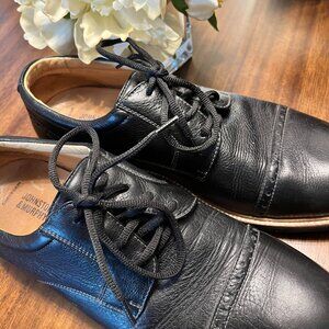 Johnston & Murphy Leather Barlow Black Cap Toe Sheepskin Inner Oxford Size 10.5